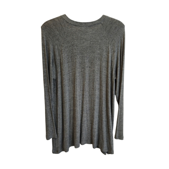 CABI OFFHAND Long Sleeve Knit Tunic Split Stitched V Neck Heather Grey Medium - Picture 5 of 13